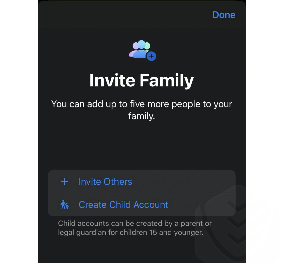 iOS Invite Family members