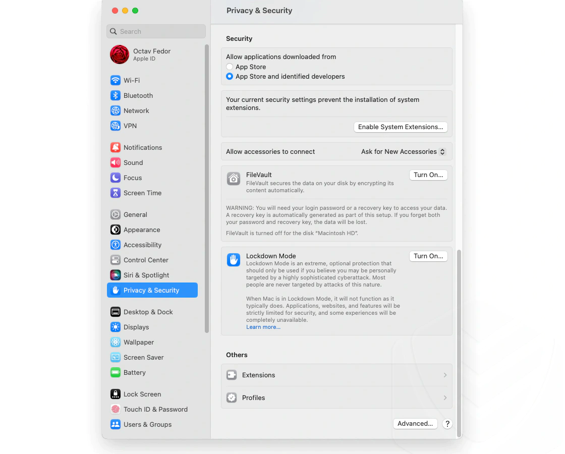 Mac Security Settings