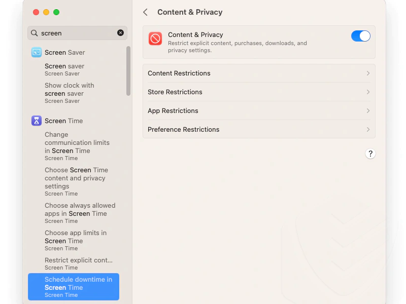 Mac Content & Privacy Settings