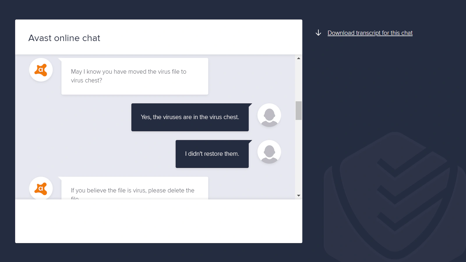 
Avast Customer support chat