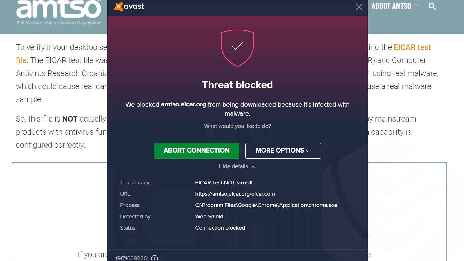
O Avast bloqueou o amtso.org