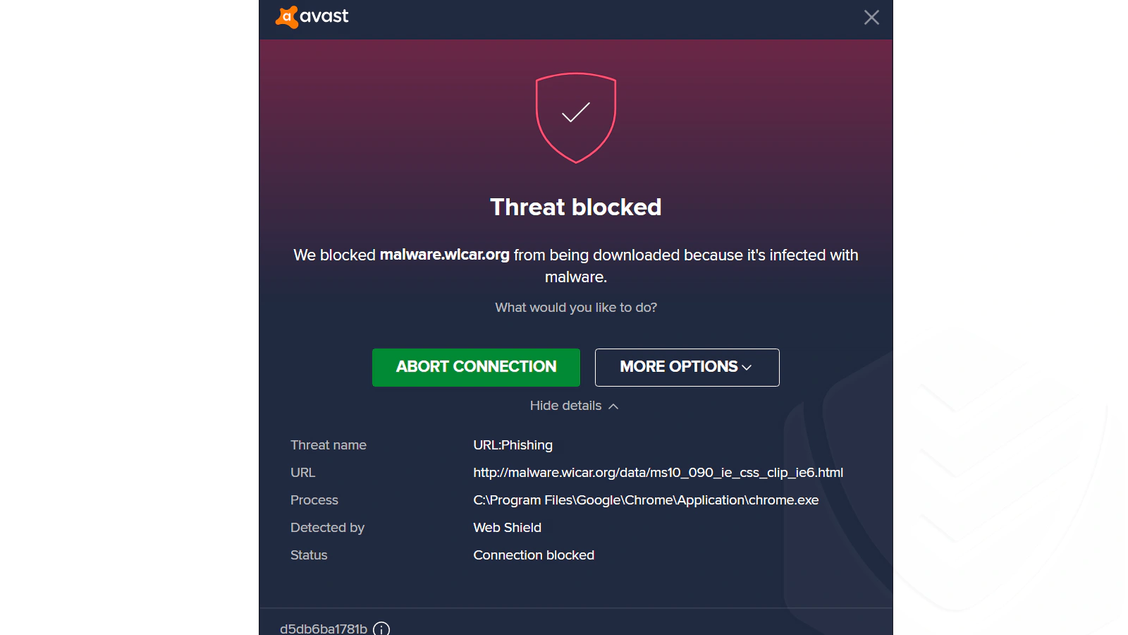 Avast blocked wicar.org