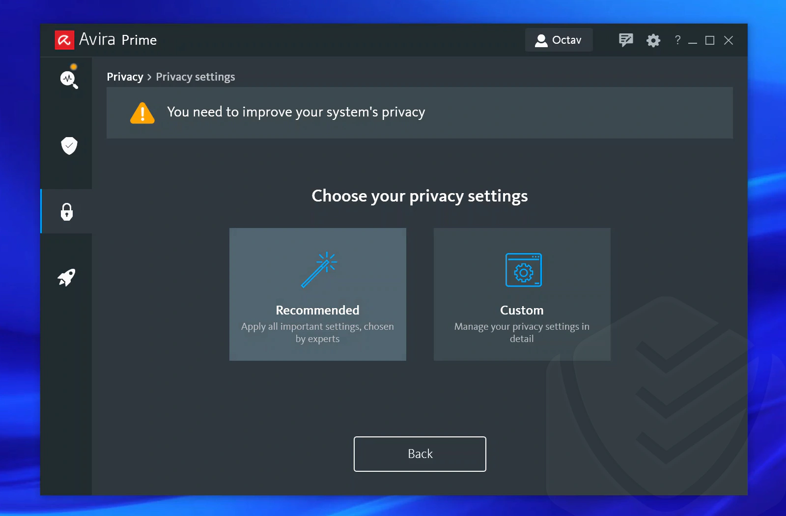 Avira Privacy settings