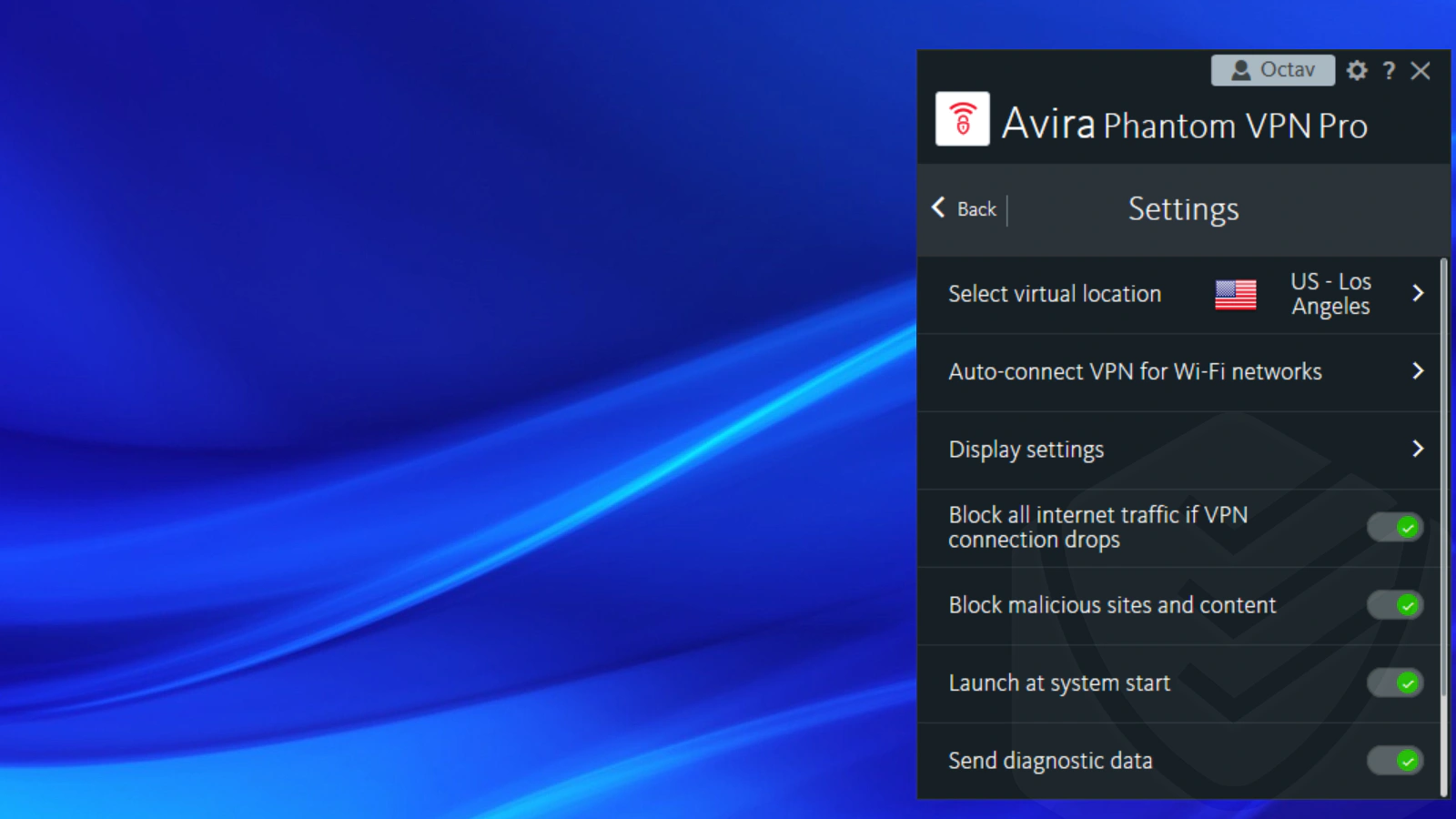 AVIRA VPN options