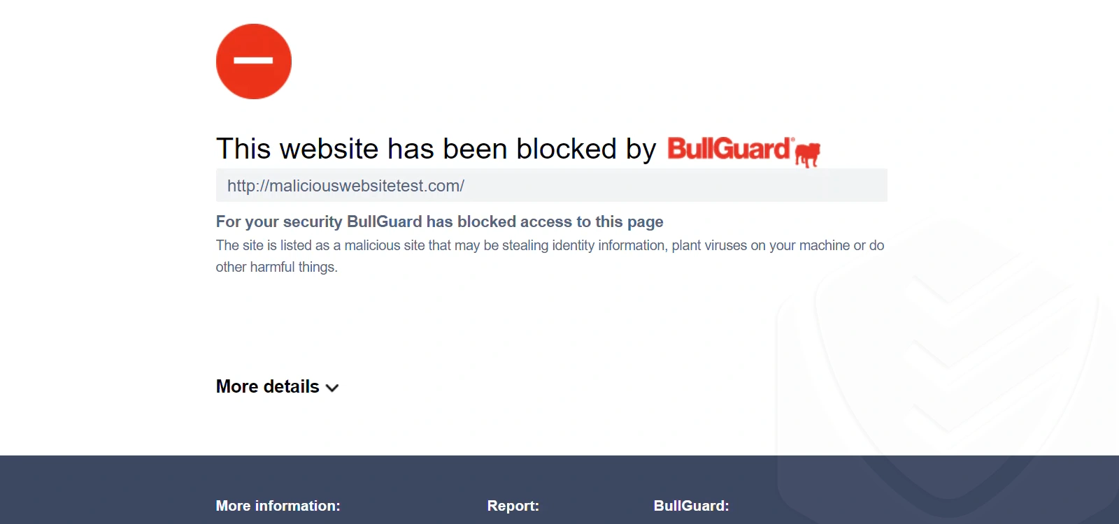 BullGuard prevented a website from opening