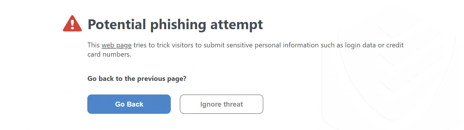 Eset Phishing prevention notification